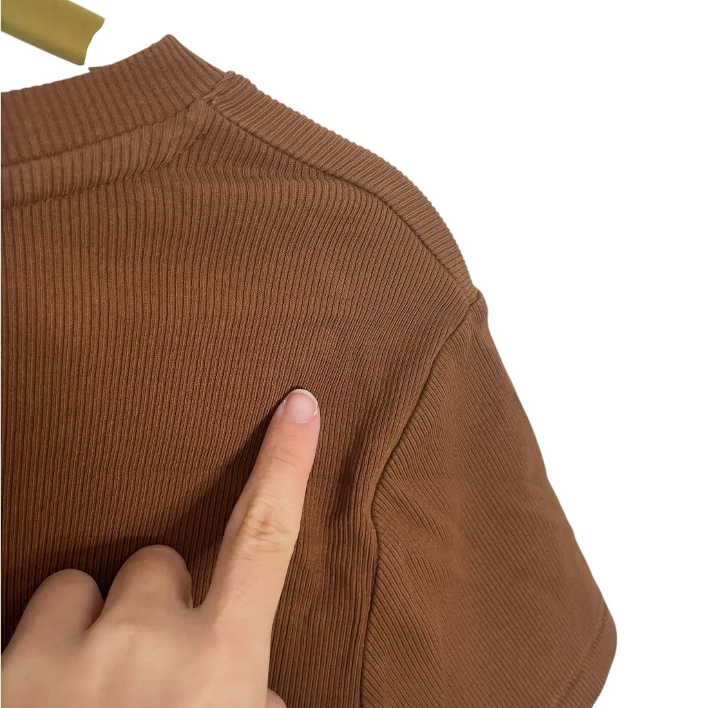 Nuuds Brown Women's Top Ribbed Crop XS - Image 4