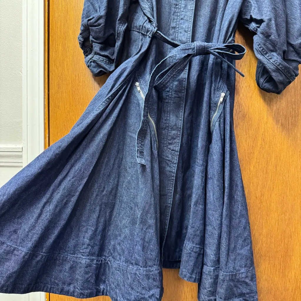 Johnny Was Sasson Montaigne Denim Jean Belted Collared Dress Blue XL $348 - Image 6