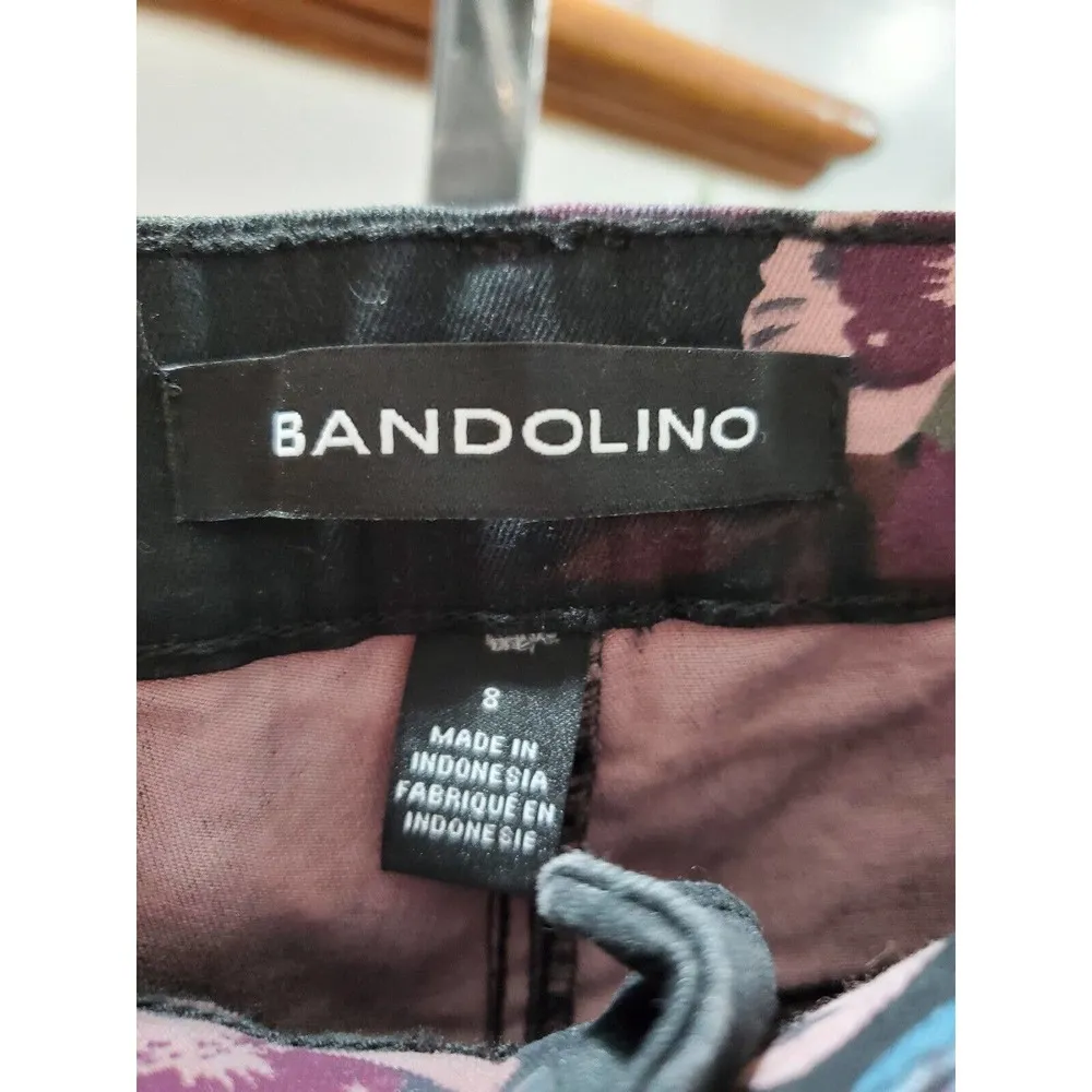 Bandolino Women's Black Floral Cotton Mid Rise Stright Legs Casual Jeans Pant 8 - Image 5