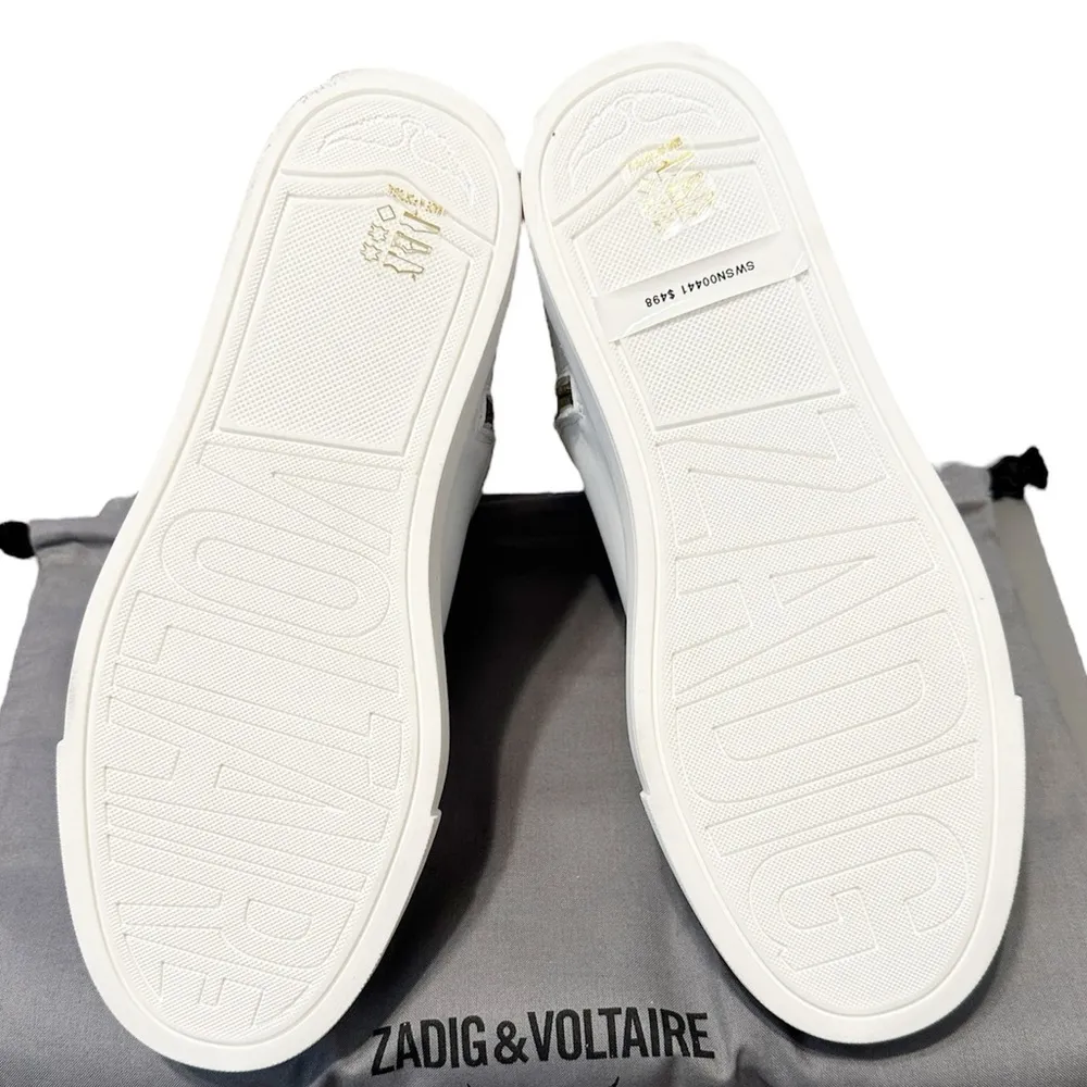 NIB ZADIG & VOLTAIRE High Flash Leather Sneakers Red Lightening Bolt 37 - Image 5