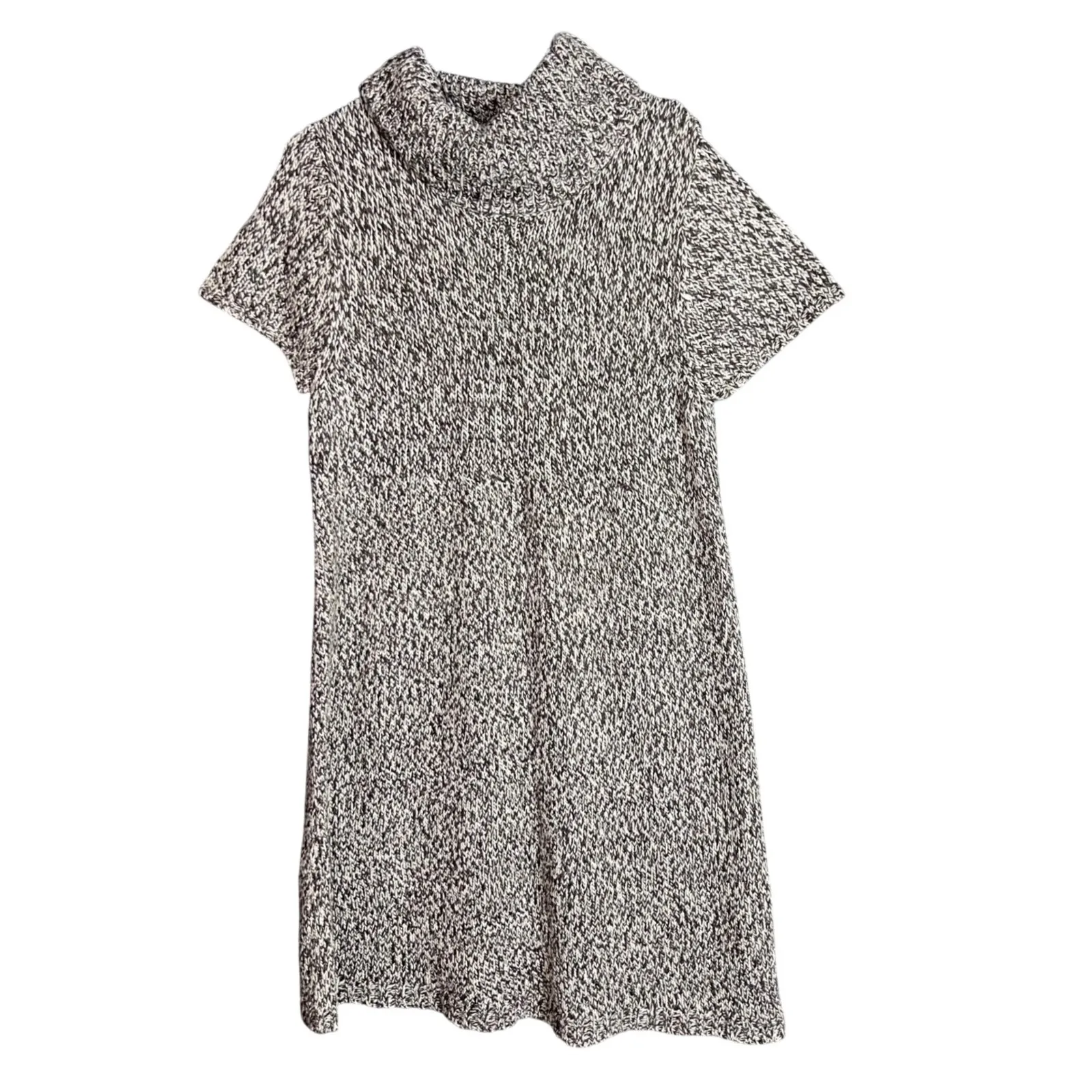 Cato Knit Sweater Dress Womens Large Short Sleeve Cowl Neck Speckled Chic Casual - Image 2