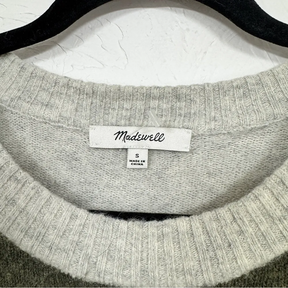 Madewell Green & Tan Merino Wool & Alpaca Blend Sweater Womens S Balloon Sleeve - Image 4