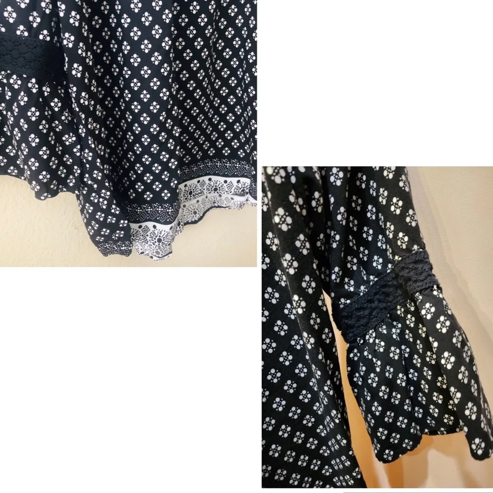 Faded Glory black & white boho blouse - Image 7