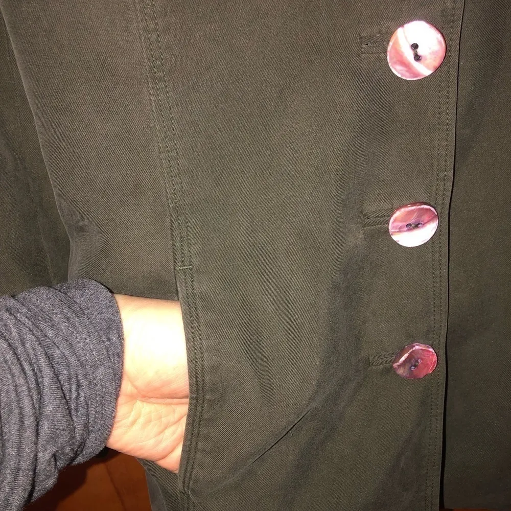 vintage 90s Dana Buchman button down army green blazer - Image 7