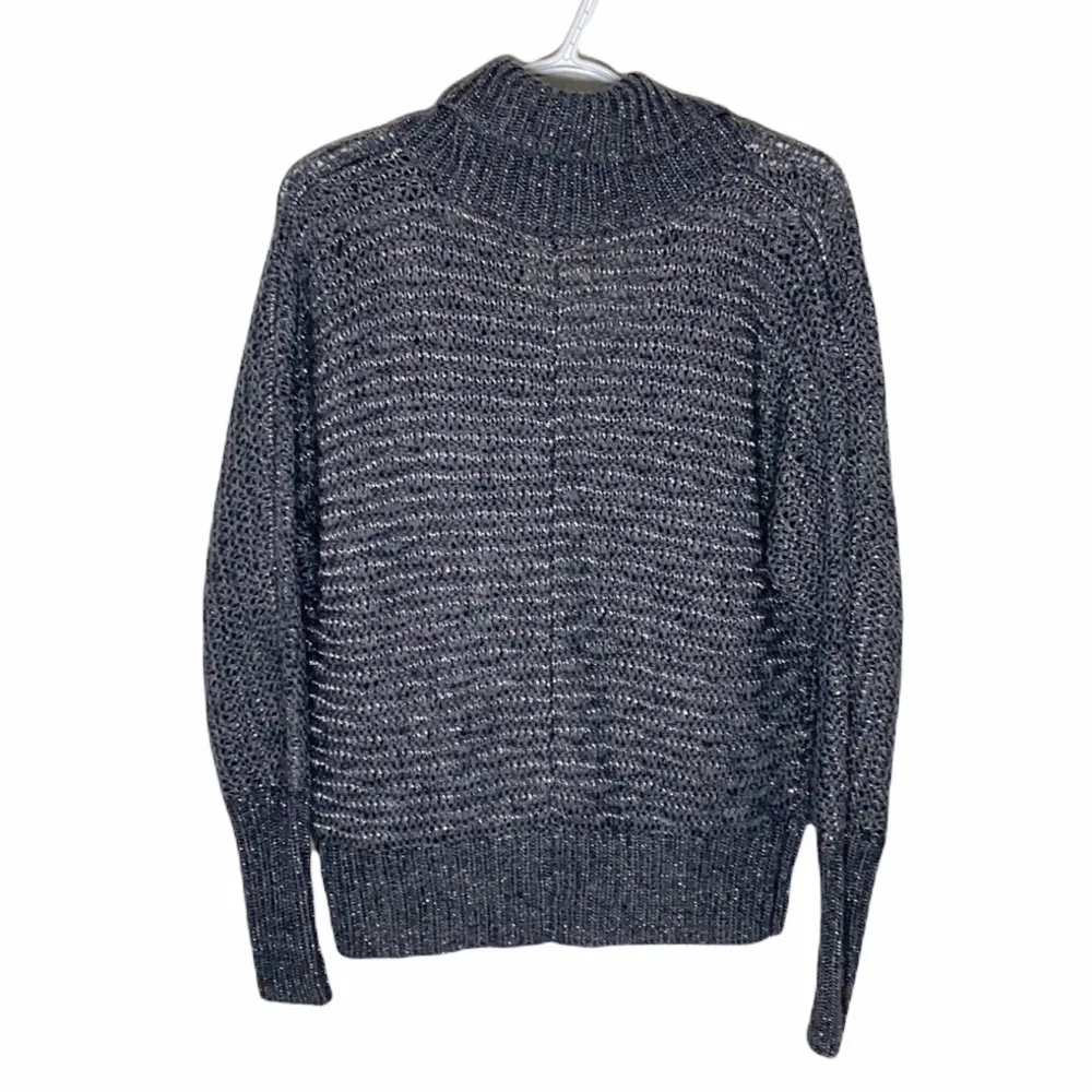 Rebecca Taylor shimmering chunky knit shawl collar one button sweater cardigan S - Image 2