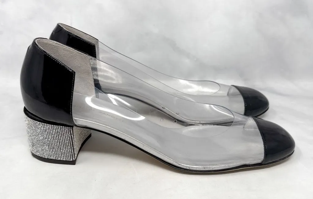 Giuseppe Zanotti Vitrum Clear Rhinestone Embellished Block Heel Pump Flats 40 - Image 1