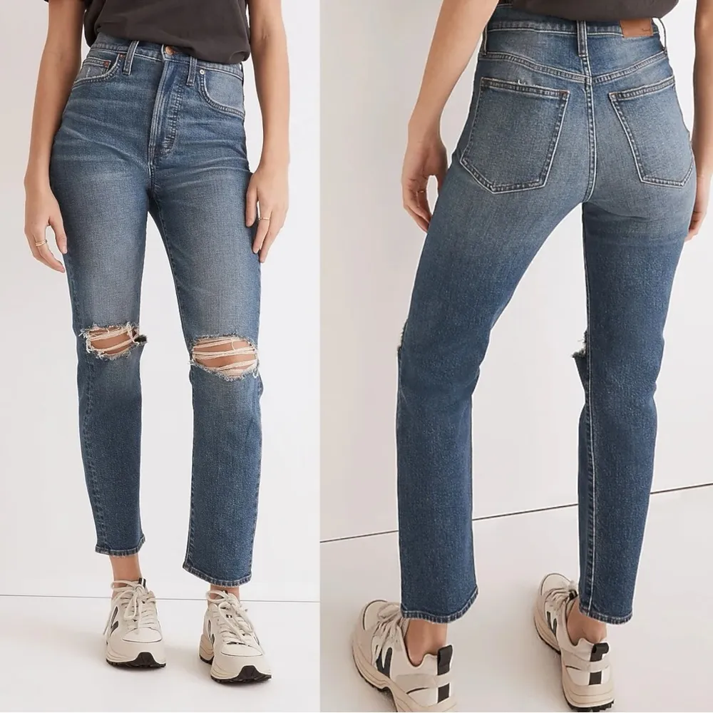 Madewell Jeans 27 The Perfect Vintage Crop Jean Gooding Wash Knee-Rip Edition - Image 3