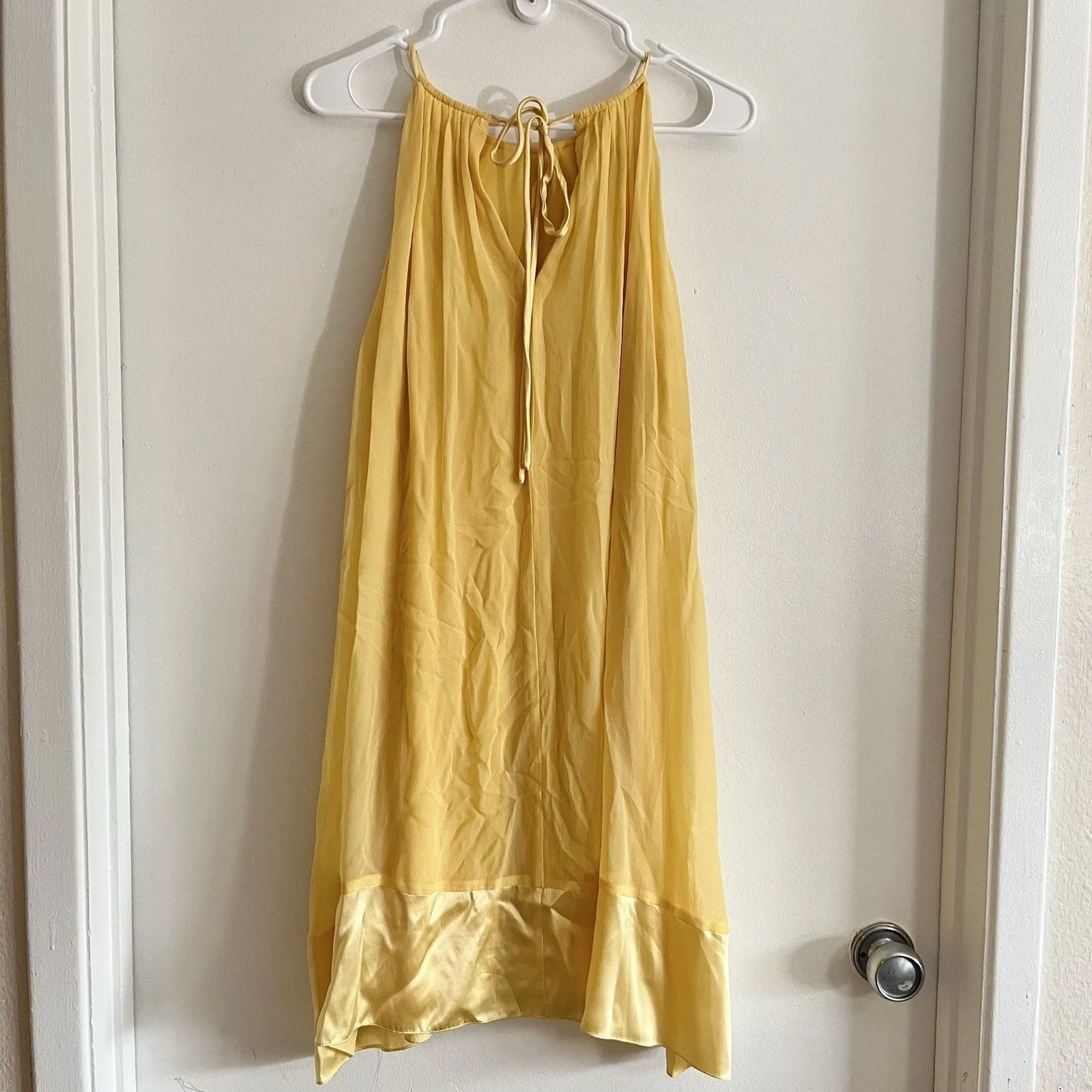Vtg Maggy London 100% Silk Dress Yellow Fairy Flowy Cottage 10 - Image 2