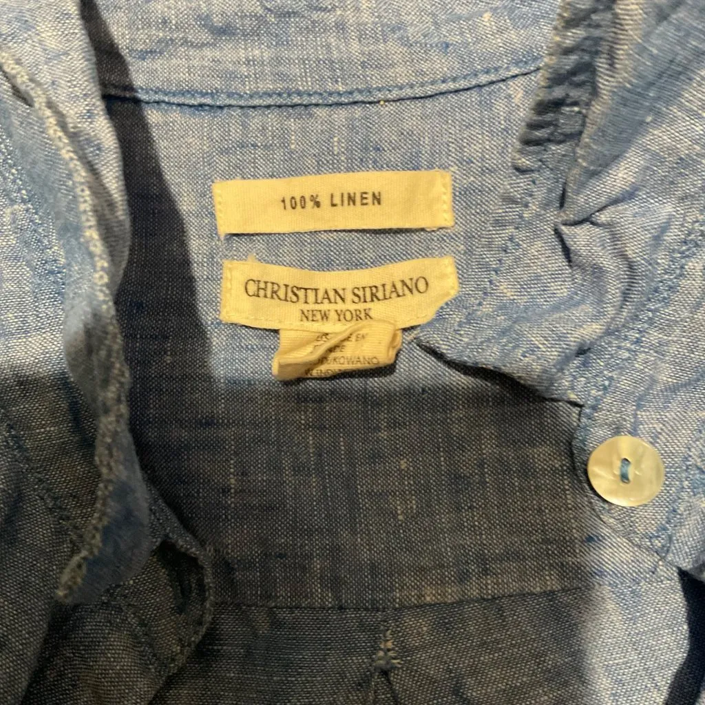 Christian Siriano New York full Linen blue women top SZL INDIA MADE CHEST42in Size L - Image 2