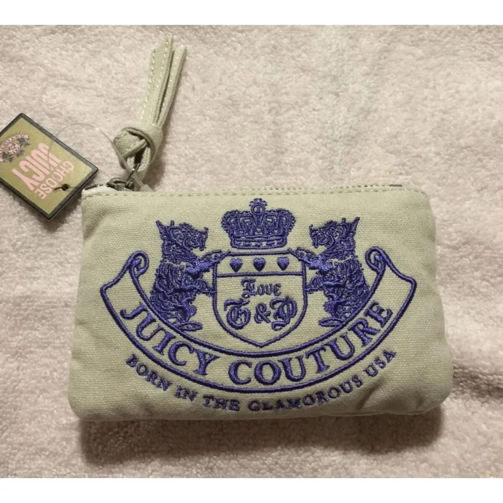Juicy Couture Pam Gela Wristlet Wallet Pouch with Juicy Key Fob Retro New in Box - Image 10
