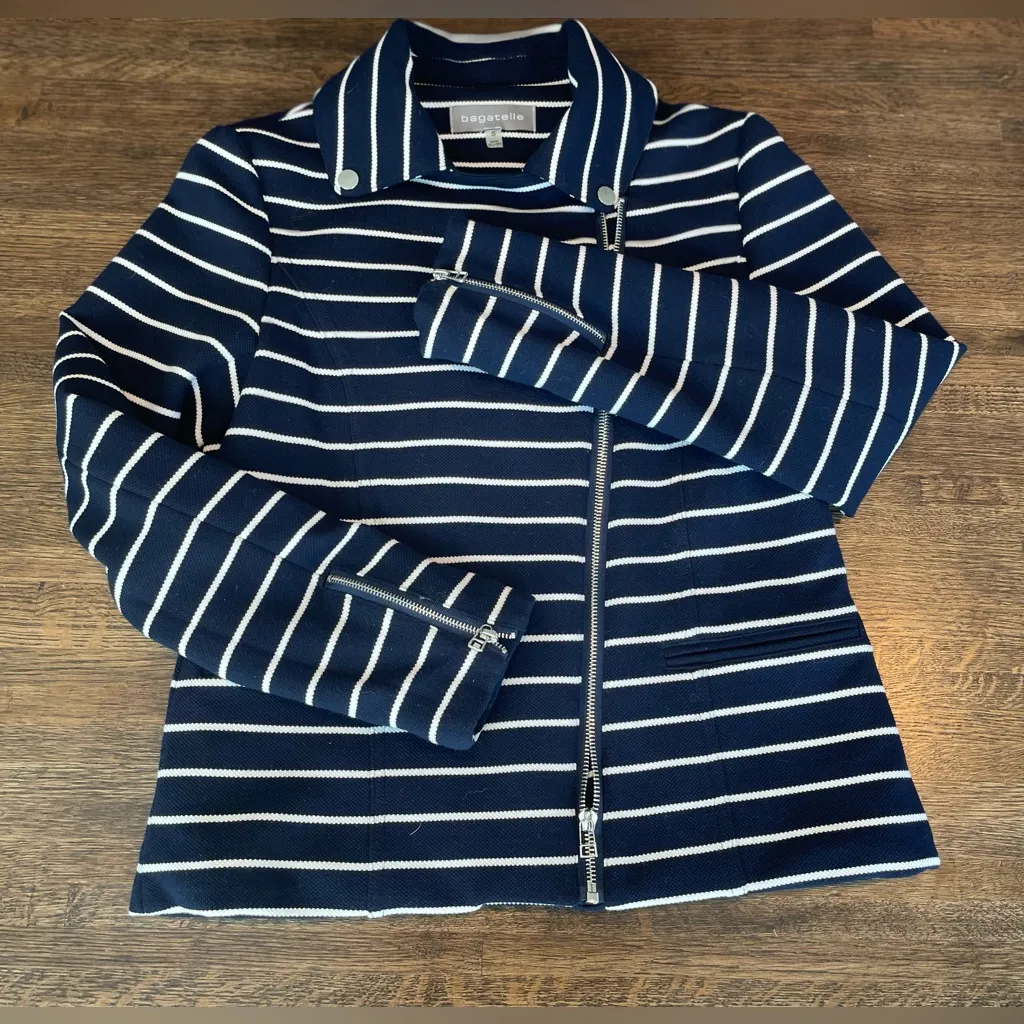 Bagatelle Moto Navy/White Stripe Jacket - size s - Image 2