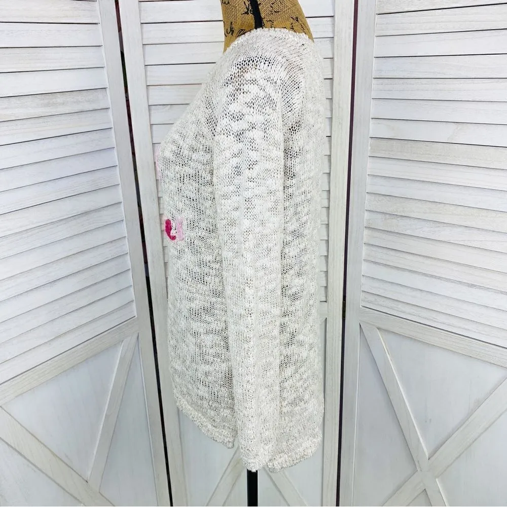 Aerie by AEO Happy Winter Open Weave Sweater Tan Pink Medium Pullover - Image 3