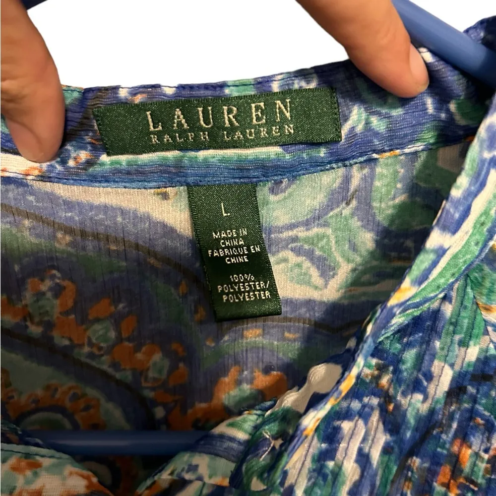 Lauren Ralph Lauren multicolored Long Sleeve Sheer Shirt Size Large - Image 2