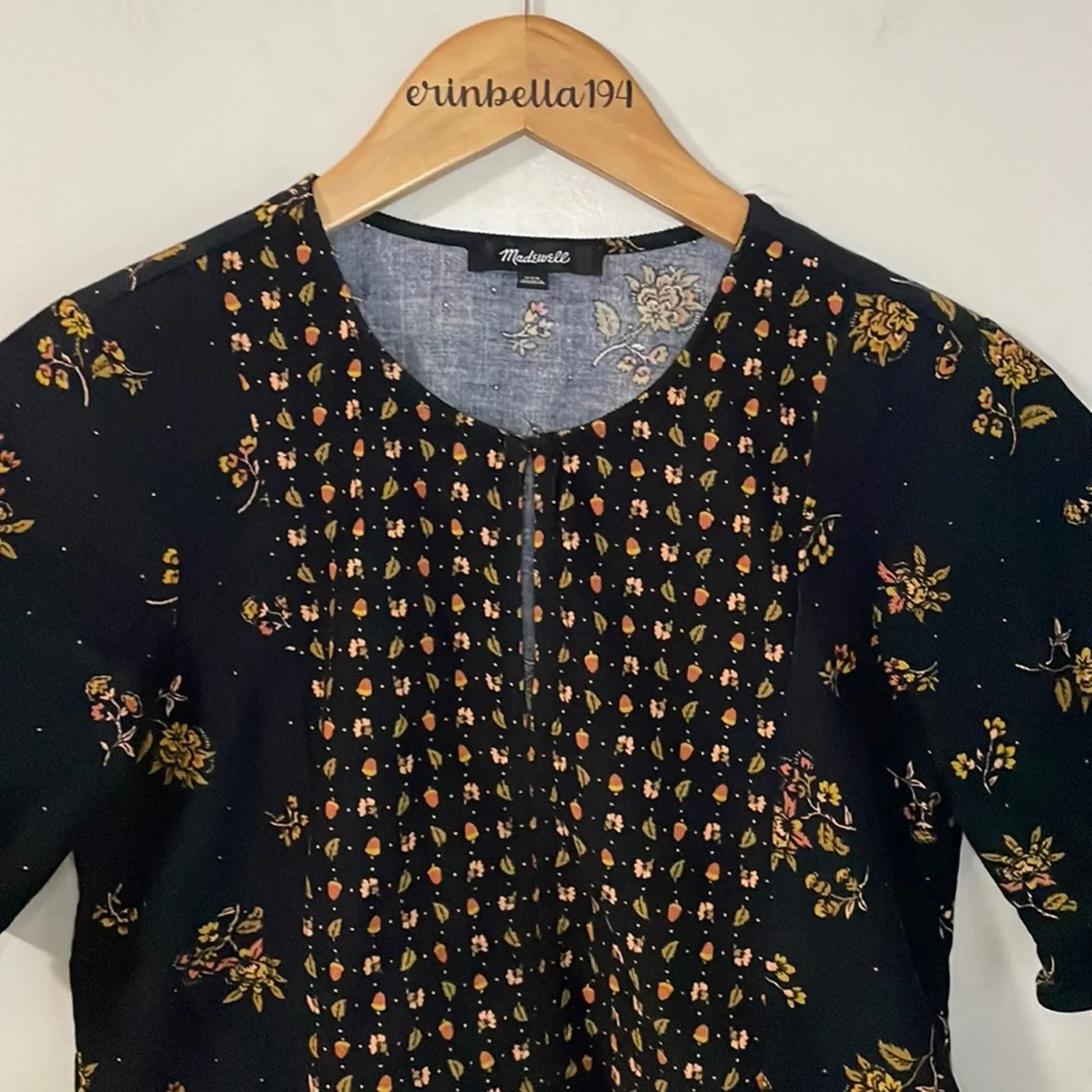 Madewell Corduroy Acorn Foulard Top Cord Floral True Black - Image 8