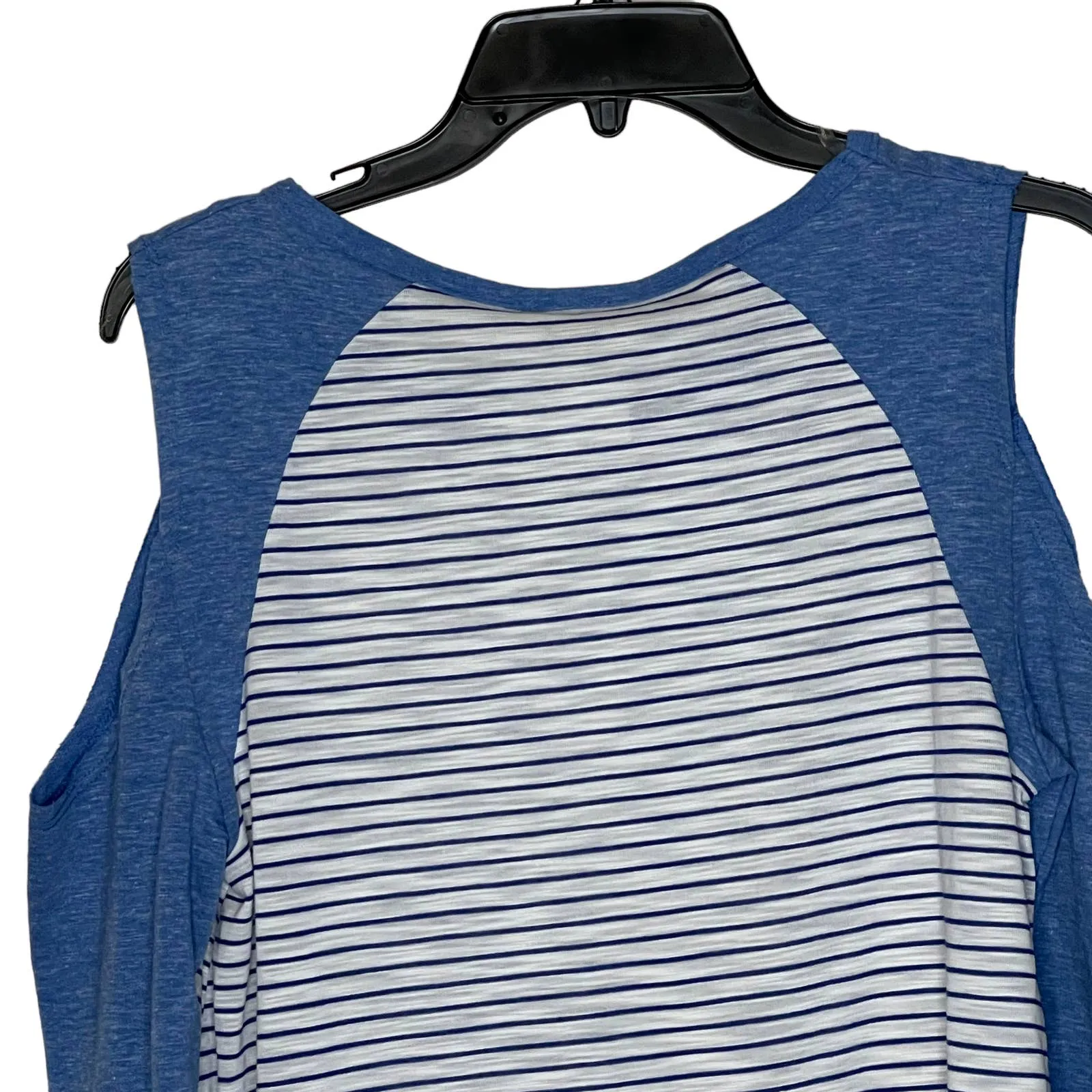 Umgee Cold Shoulder T-Shirt Size Small Blue White Striped Cotton‎ Blend Womens - Image 7