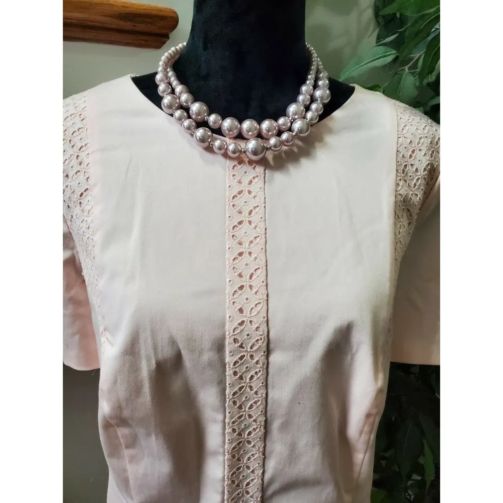 Bloomingdale's Basler Women's Pink Round Neck Short Sleeve Knee Length Dress Size undefined - Image 2