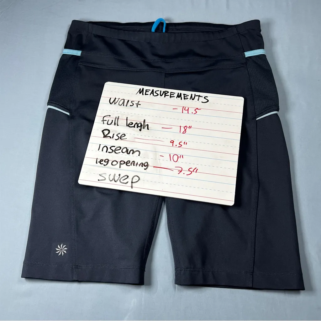 Athleta Shorts Presto Bike Athletic Running Gym Workout Womens sizeM black/Blue - Image 13