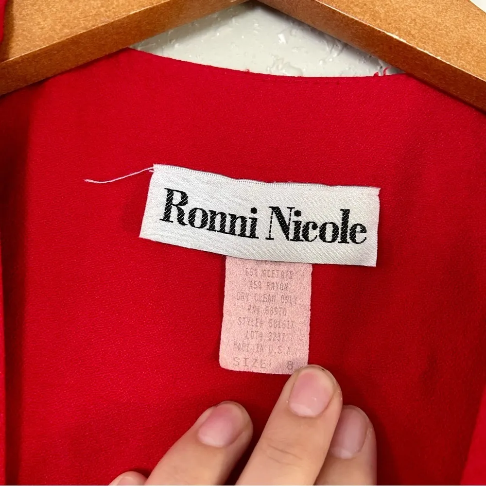 Ronni Nicole Red Shoulder Pad Vintage Blazer 90s 80s Retro Size 8 - Image 2
