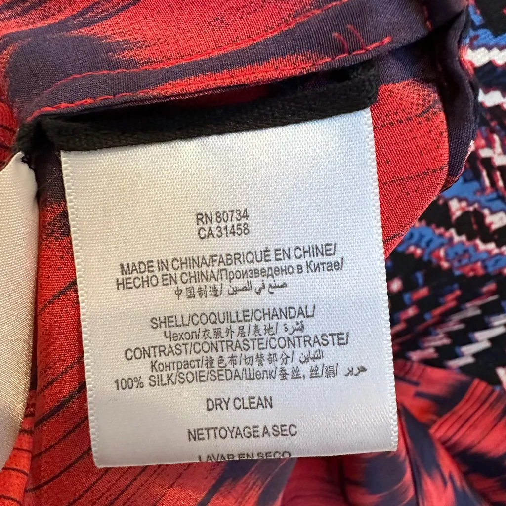 BCBGMAXAZRIA Red & Blue Andie 100% Silk Boho Aztec Southwestern Dress Size S - Image 11