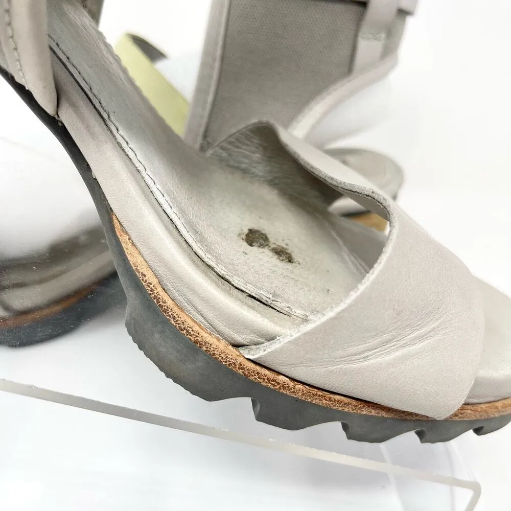 SOREL Sandals Women Size 9.5 Addington Cuff Block Heel Dove Grey Ankle Strap - Image 4