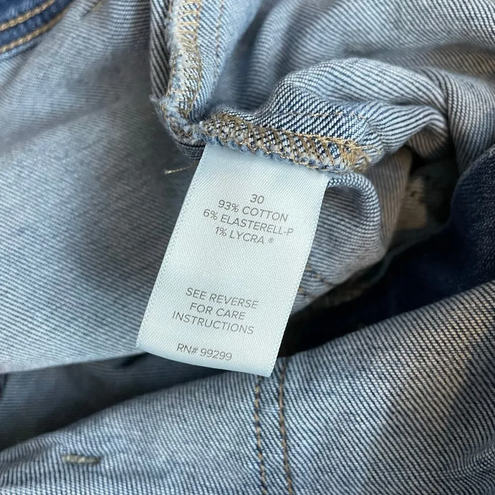 Evereve Ever Denim Jean Utility Exposed Button Fly Stretch Shorts womens 30 - Image 15