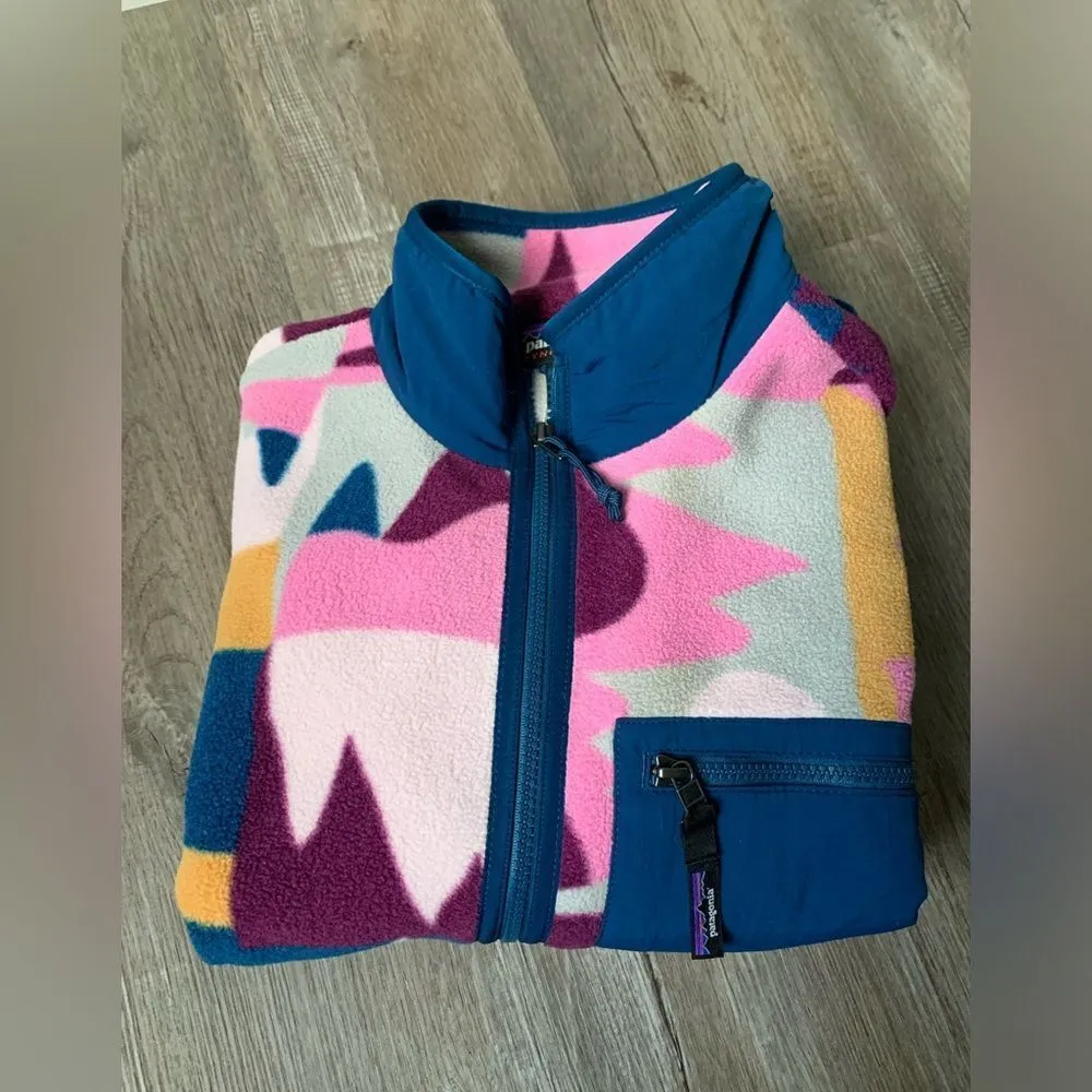 NWT Patagonia Synchilla Full Zip Jacket Teddy Jacket Retro Multi Color Pink Blue - Image 7