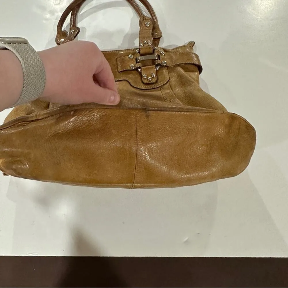 B. Makowsky Brown Tan Leather Shoulder Hobo Bag‎ - Image 5