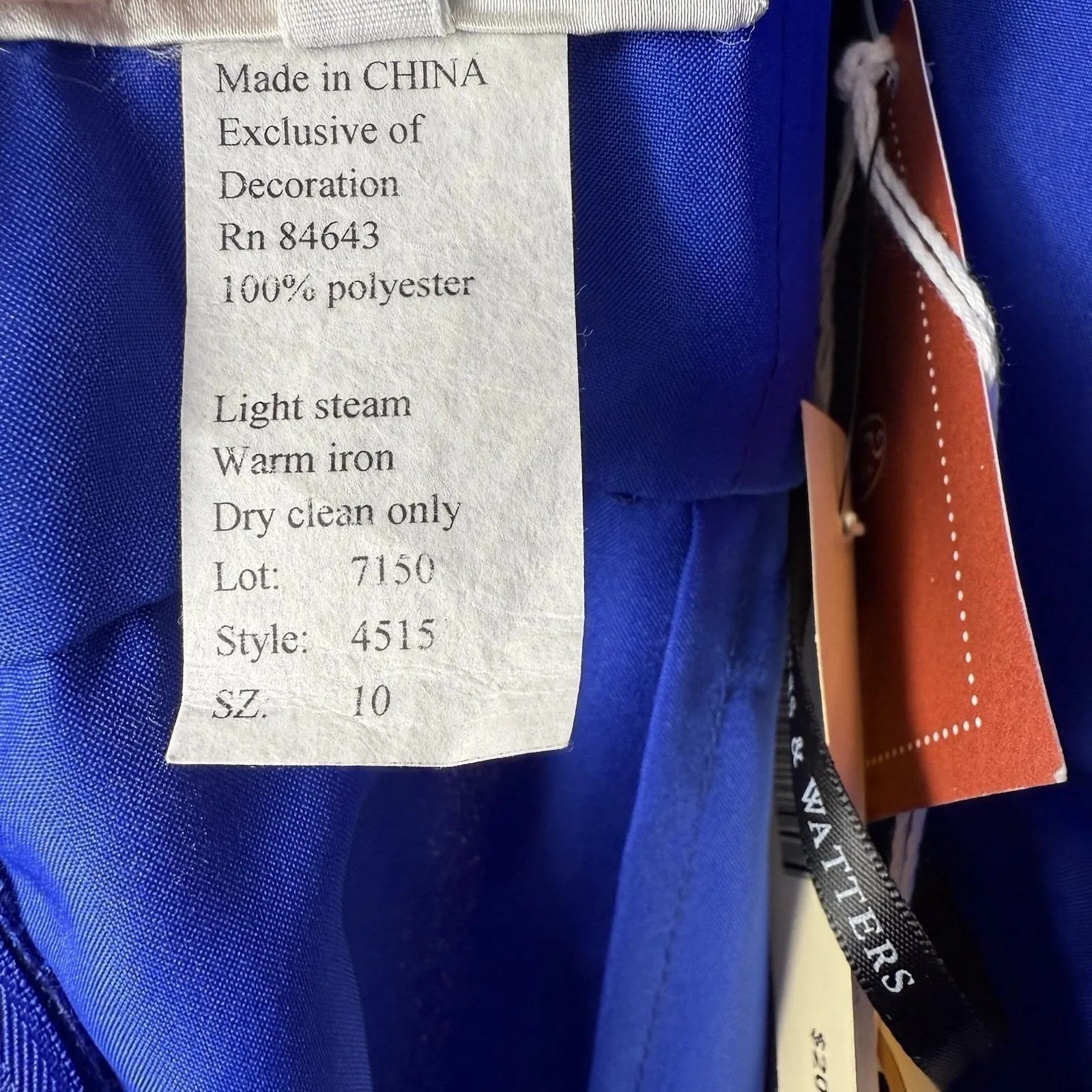 Watters & Watters Style 4515 Floor Length Dress Size 10 Cobalt Blue Wedding Prom - Image 8