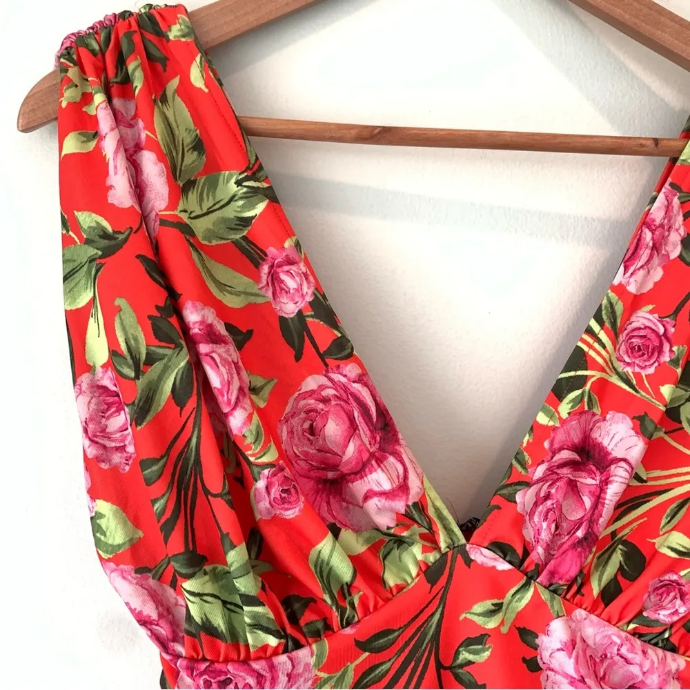 NWT ZARA Draped Floral Tropical Bodysuit Medium M - Image 6