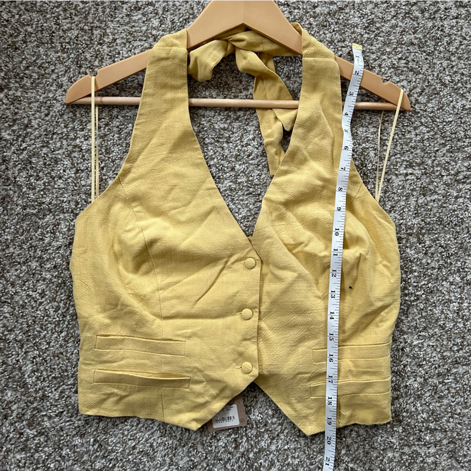 NWT Emory Park Pitaya Butter Linen Blend Yellow Button-Up Halter Vest Casual - Image 8