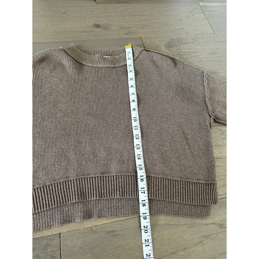 Women's Pink Rose Taupe Ribbed Crew Neck Sweater Size S - Image 5