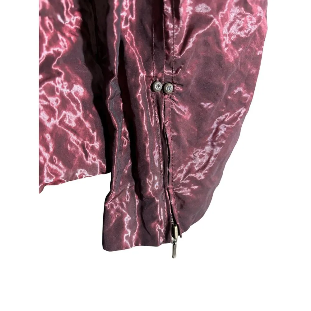Cache Berry Metallic Sheen Jacket Lined Belt Puffer Exaggerated Collar NWT $238 Red Size M - Image 14