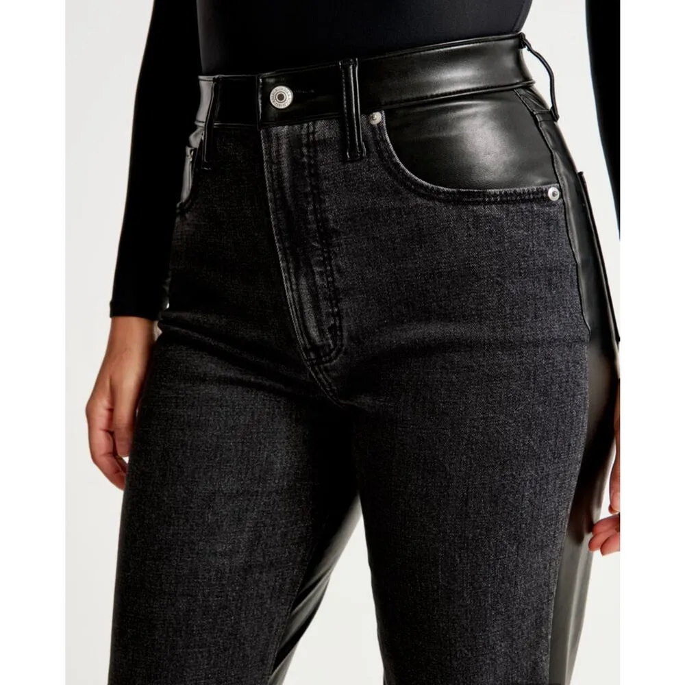 Abercrombie & Fitch Curve Love Ankle Straight Ultra High Rise Mixed Fabric Sz 20 - Image 6