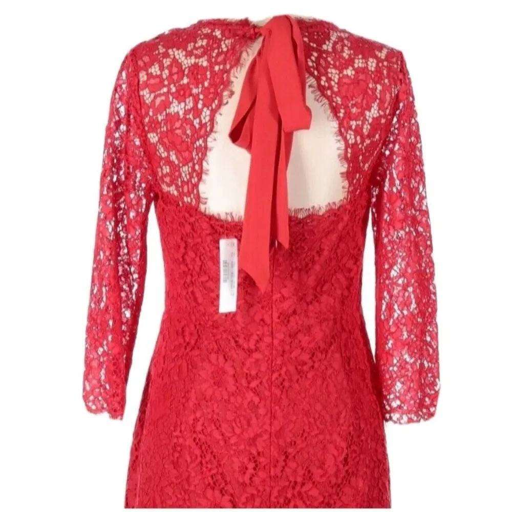 NWT J.Crew ¾ Sleeve Lace Sheath in Bright Cerise Tie Bow Back Dress 6 - Image 8