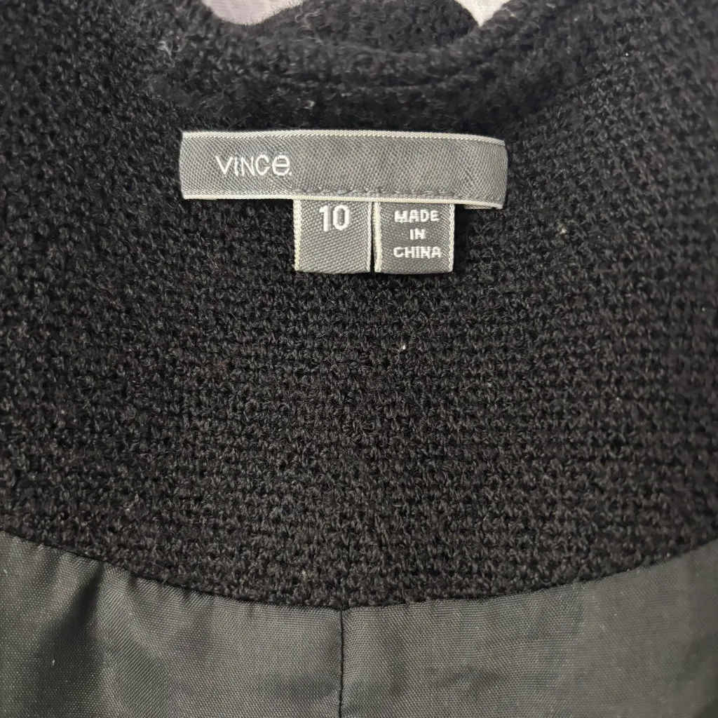 Vince Womans Wool Blend Boucle Moto Style Zip Accents Blazer Jacket SZ 10 Black - Image 6