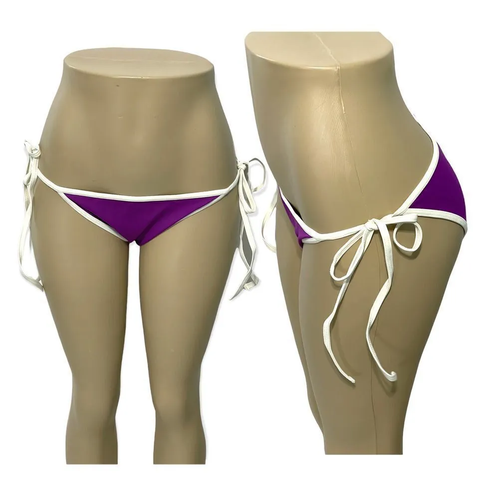 Solid & Striped The Amber Side Tie Bikini‎ Bottom Electric Grape Purple Large - Image 3