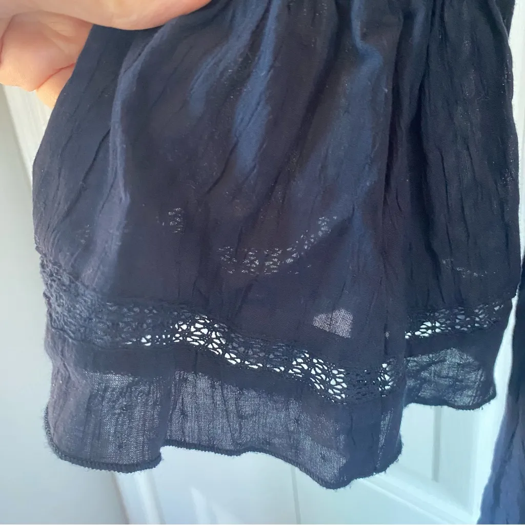 Jane and Delancey XL Tunic Blouse Navy Sheer Whimsigoth Witchy Fairy Grunge Boho - Image 7