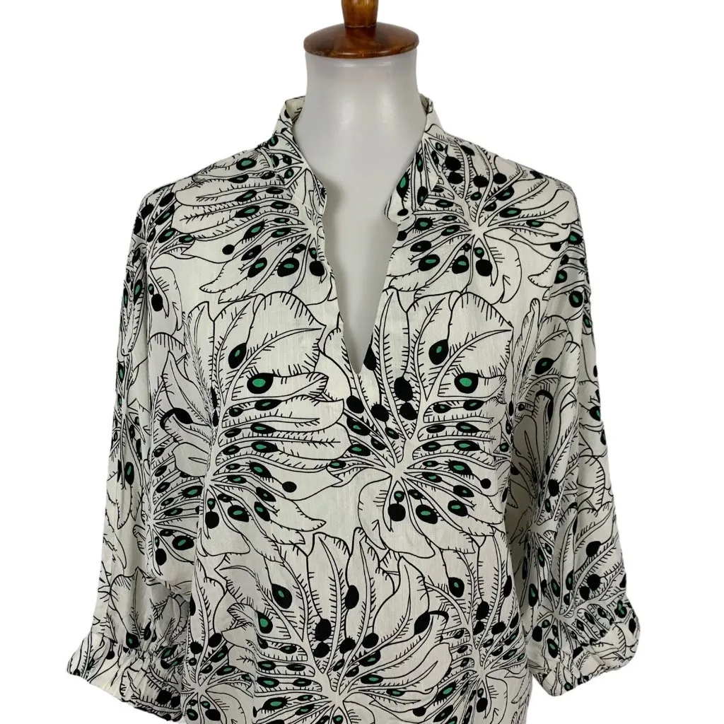 Anonyme Designers Blouse Large Black White Abstract Button Long Sleeve - Image 2