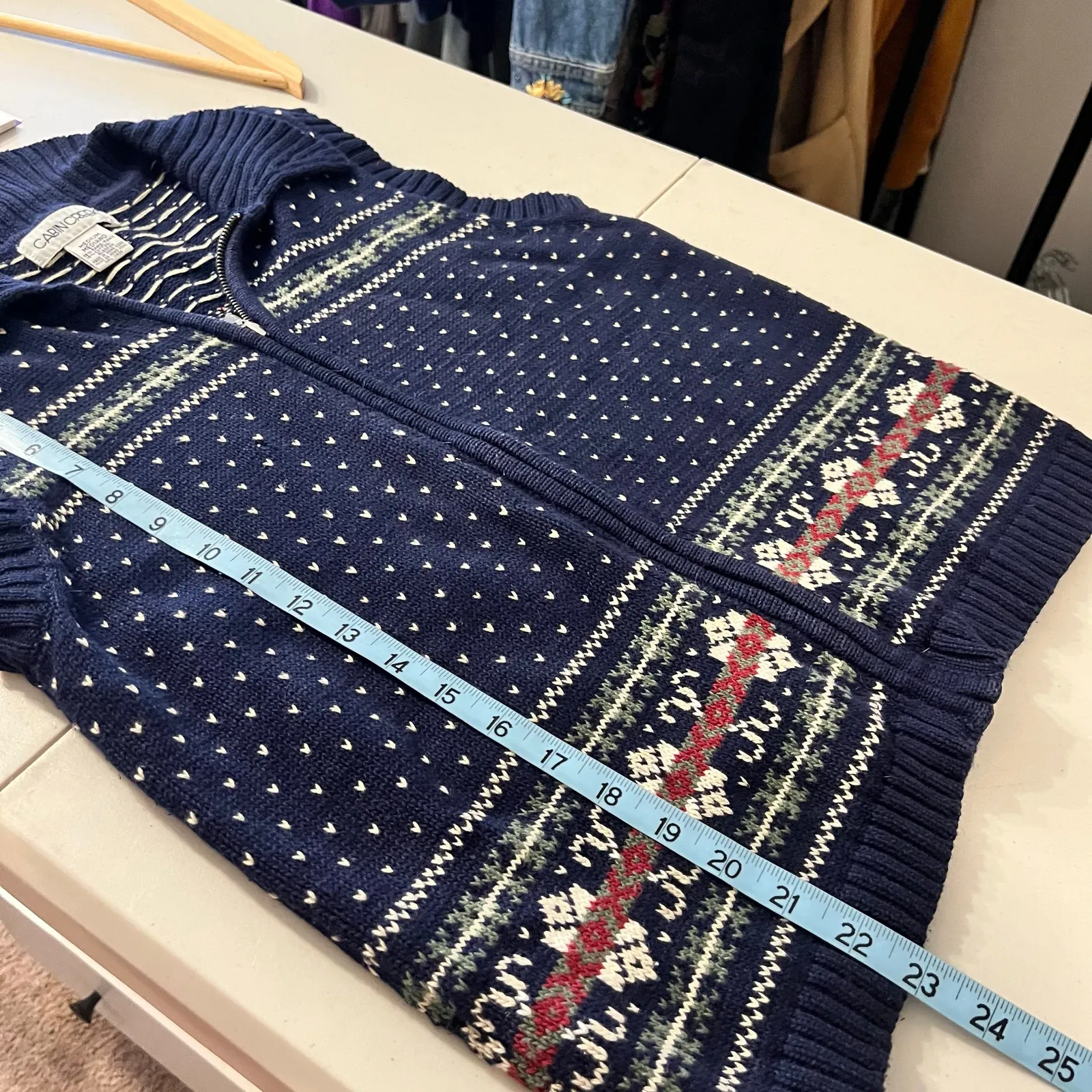 Vintage 90s Cabin Creek Cotton Blend Zip Up Sweater Vest Size Medium - Image 8