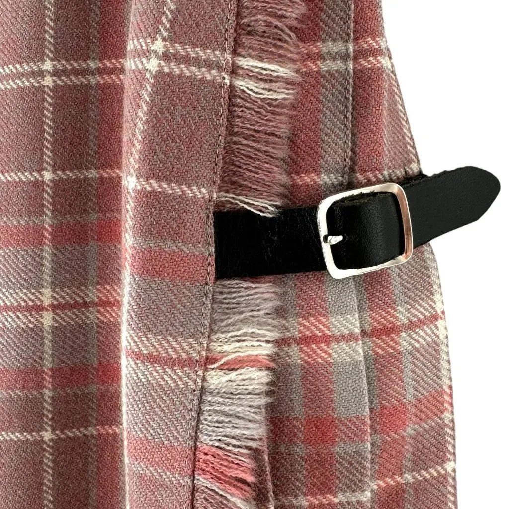 Vintage Moffat Weavers Mauve Pink Plaid Wool Pleated Kilt Wrap Skirt Large - Image 2