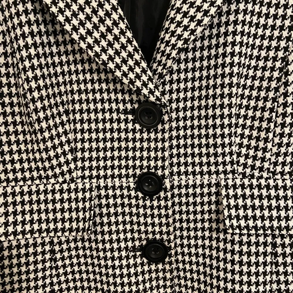 EUC Isabella suits women’s black white gingham plaid button front jacket coat 12 - Image 4