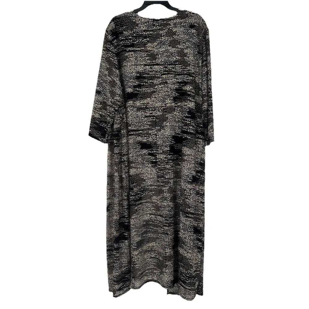 Catherines Long Duster Blouse Black Gold Open Knit Artsy 3/4 Sleeves Size 28W - Image 7