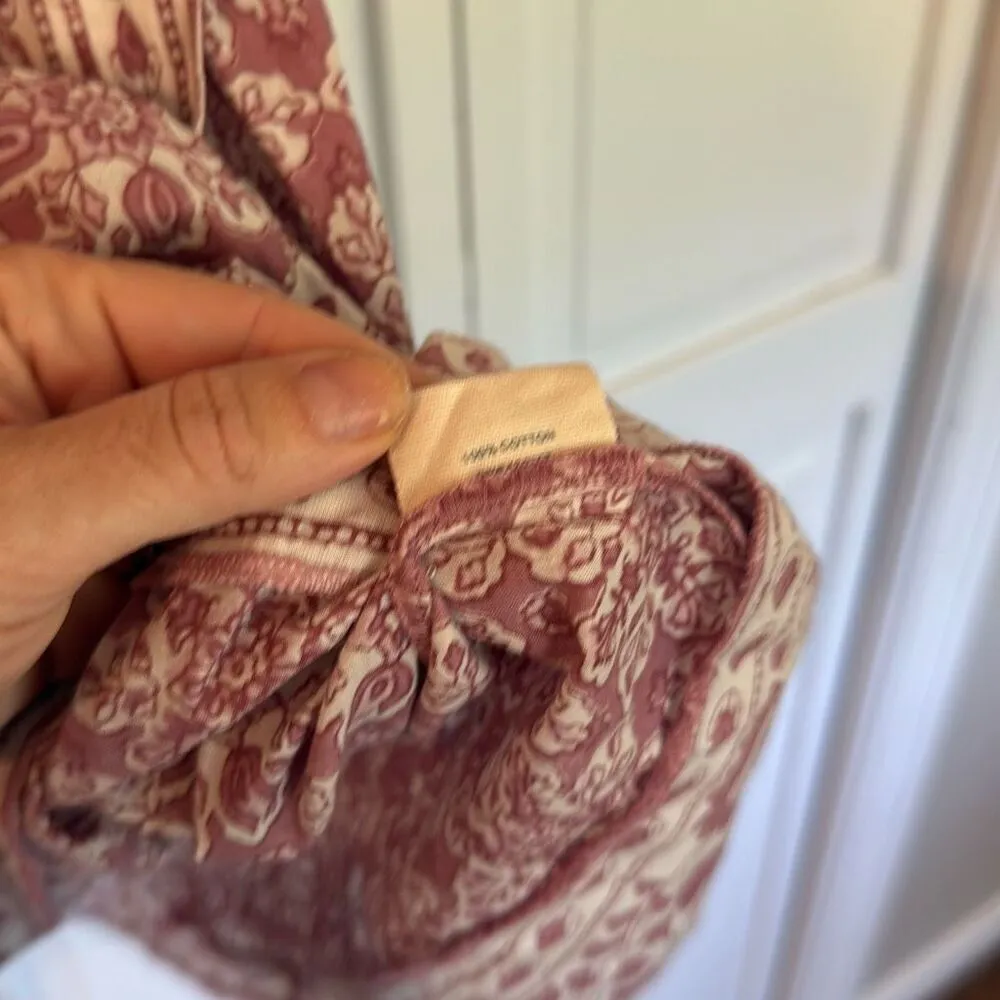 Pomegranate block print wrap collared dress size small Pink - Image 5