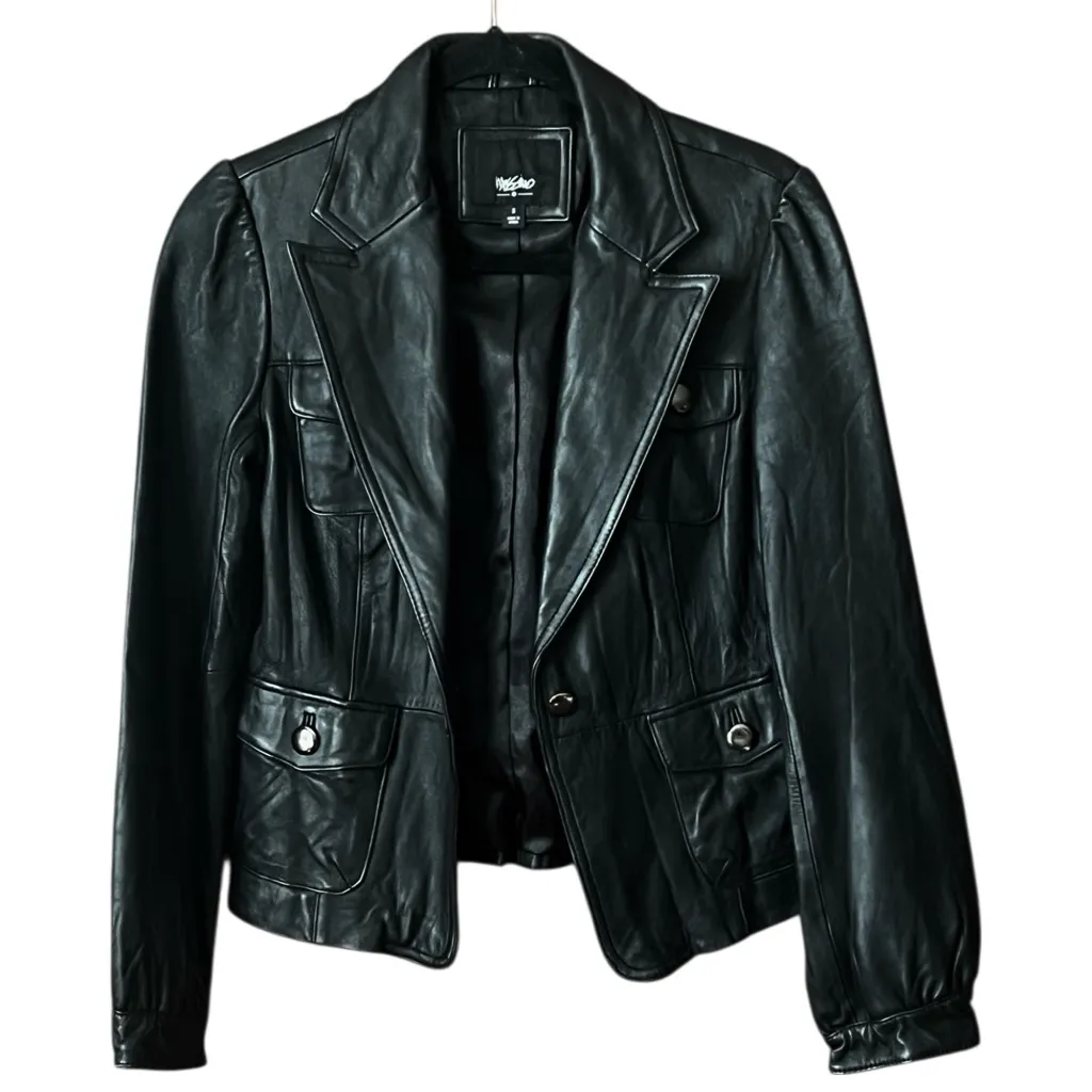 Mossimo Black Leather Short fitted style Jacket.SZ.S - Image 3