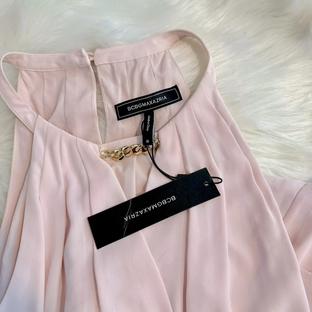 Midi Halter Neck Cutout Sleeveless Baby Pink Day Dress - Image 4