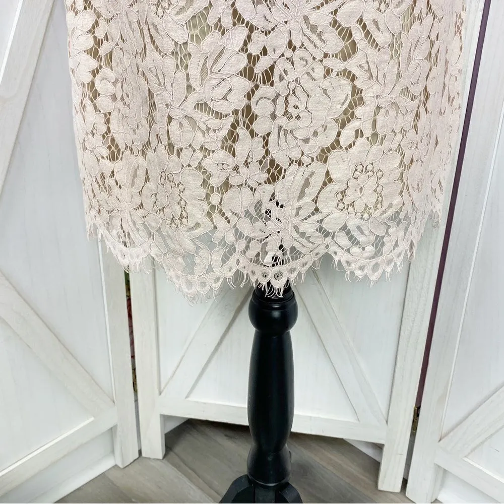 Vince Camuto Floral‎ Lace Open Back Halter Shift Party Dress Blush Pink 4 - Image 7