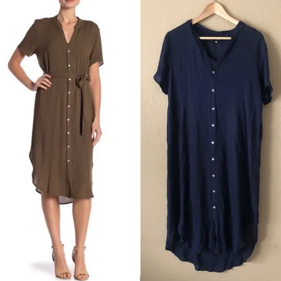 NWOT Dee elly button down dress navy blue - Image 7