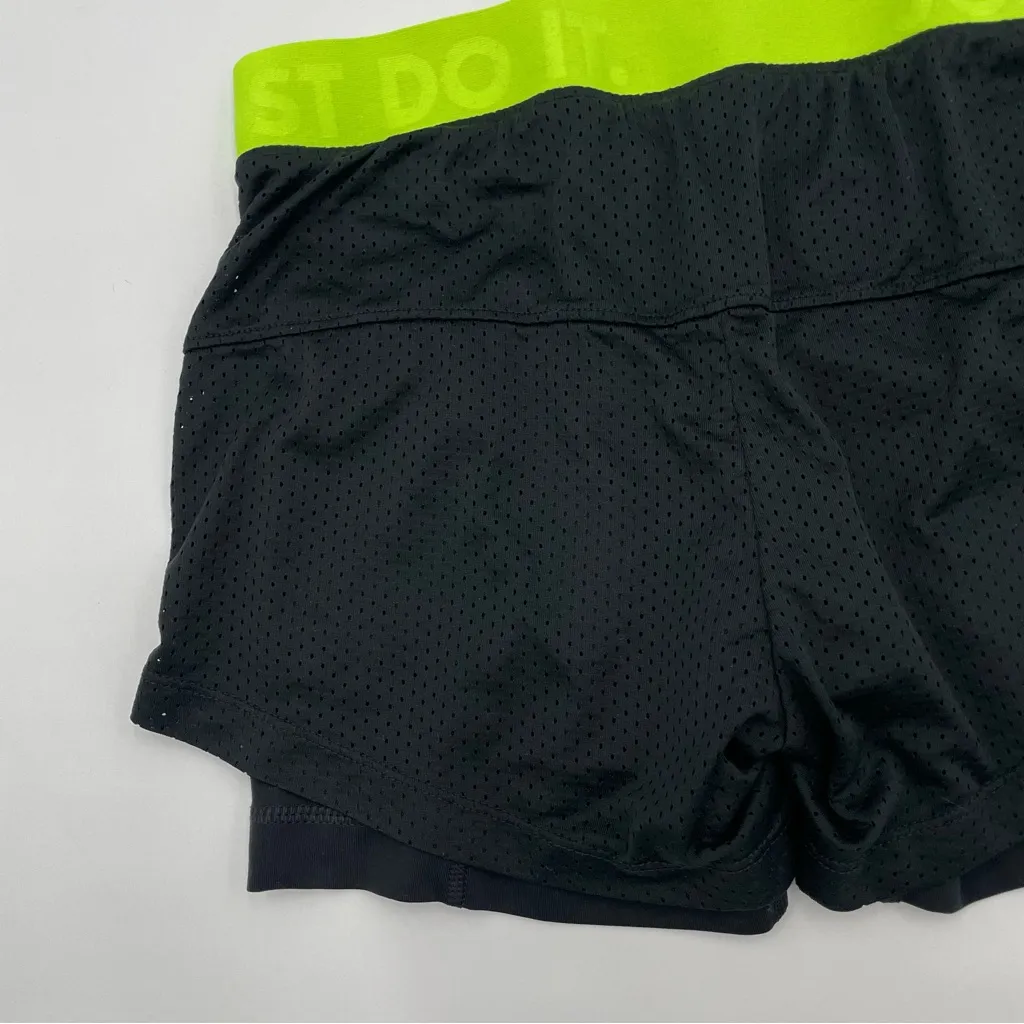 Nike Shorts Running Layers Black Neon Band Women Size Small Fitted Mesh‎ Stretch - Image 7