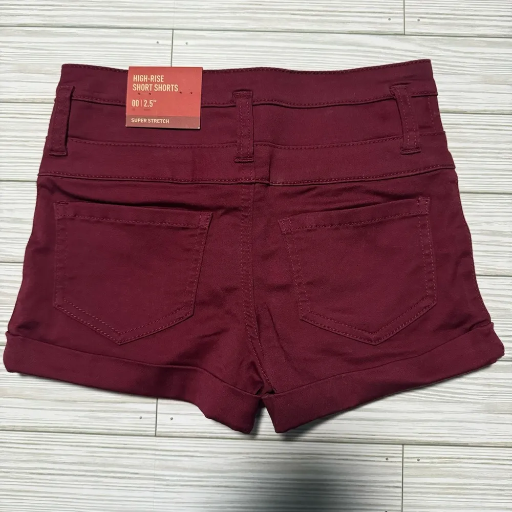 New Mossimo Supply Co HIGH-RISE SHORT SHORTS Super Stretch Burgundy Red 00 - Image 2