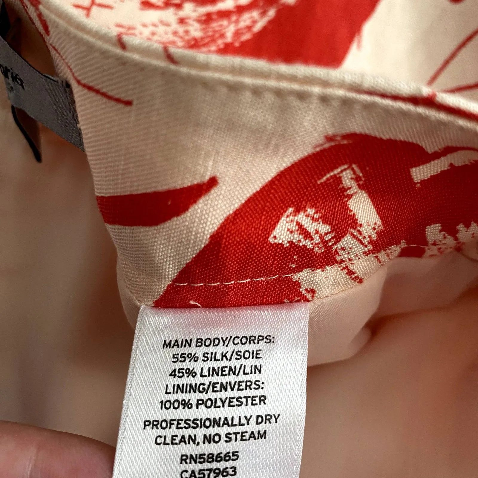 Classiques Entier Floral‎ A-Line Skirt Cream Red Silk Linen Blend Size 6 - Image 7